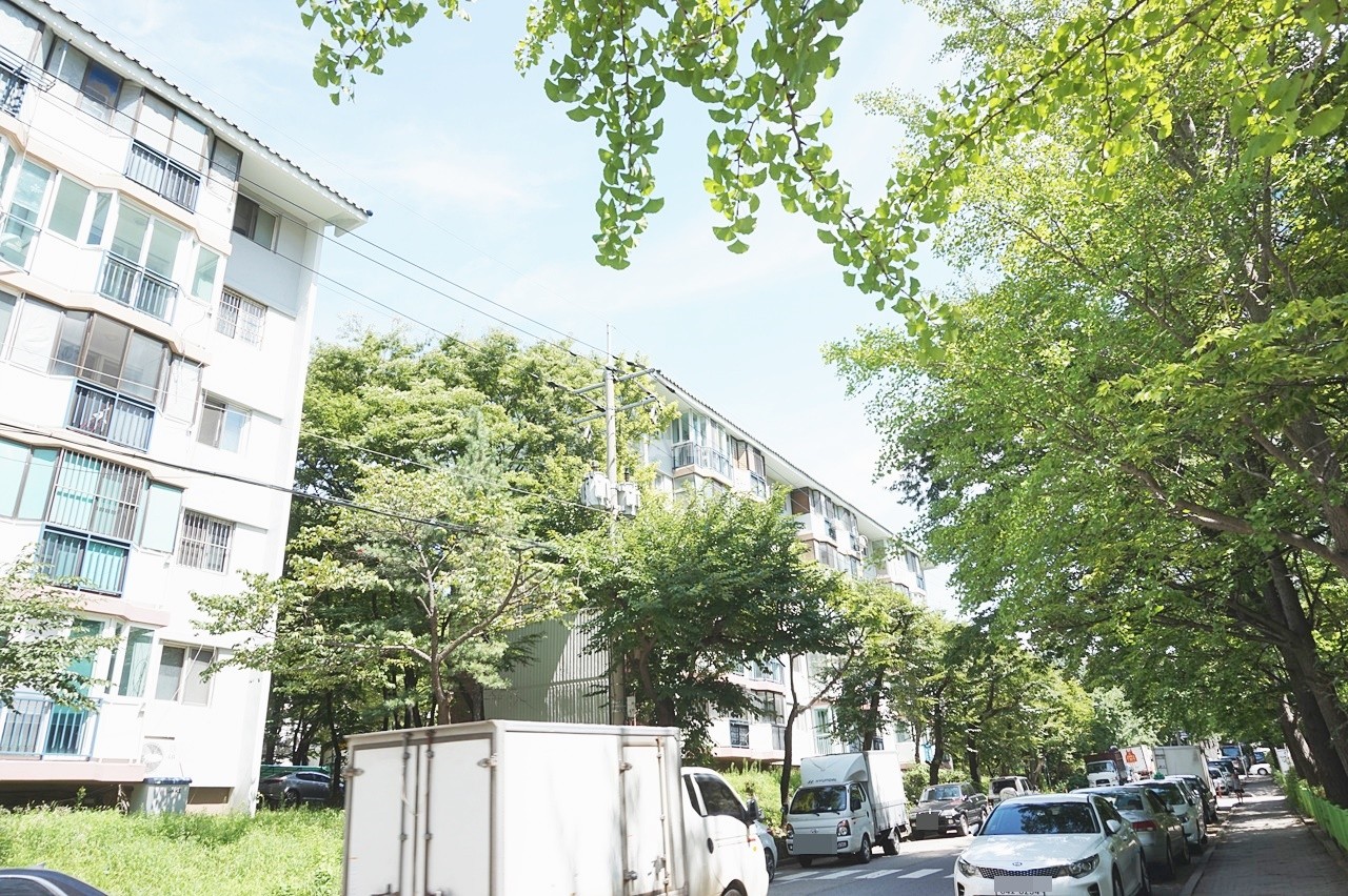 Building entrance with signage
