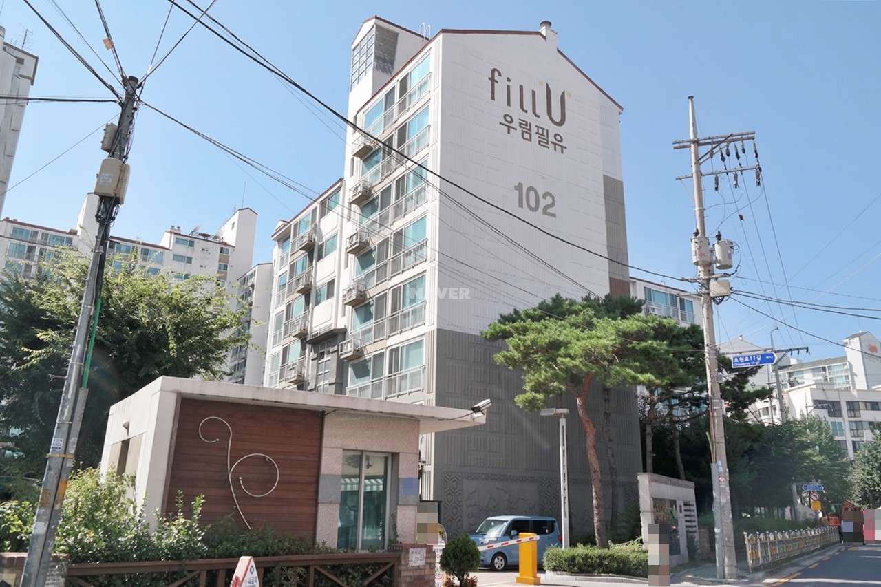 Building entrance with signage
