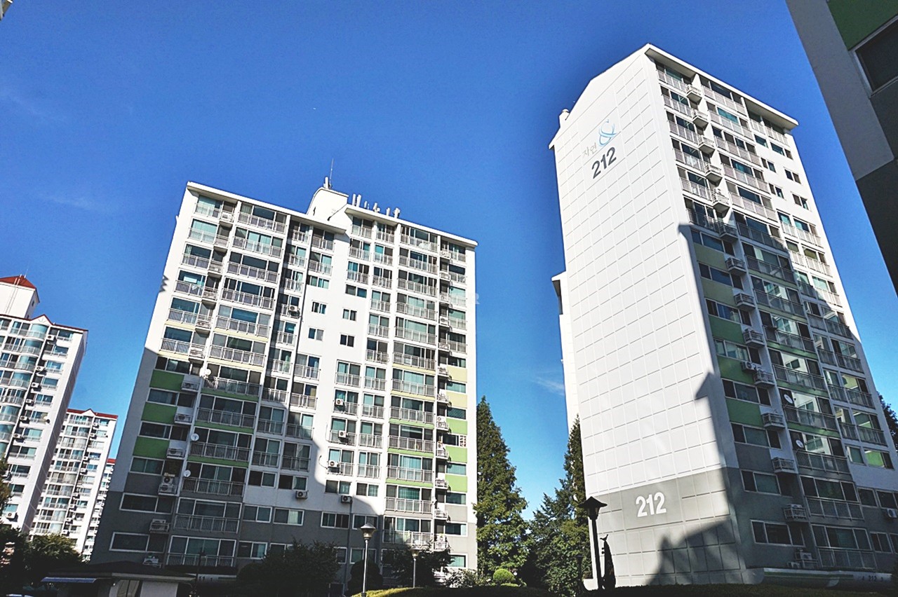 Building entrance with signage
