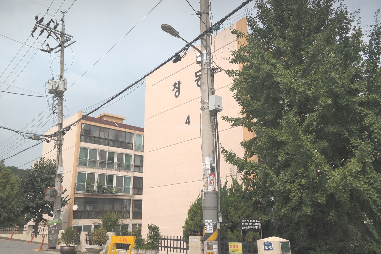 Building entrance with signage