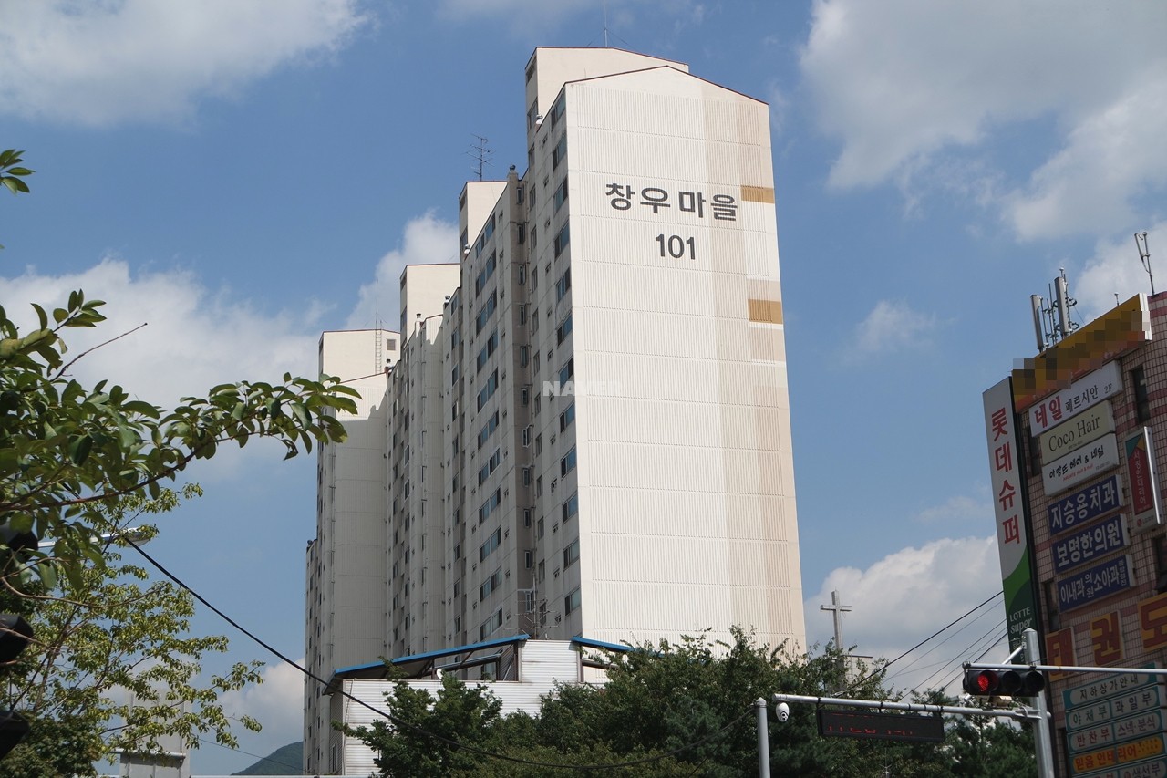Building entrance with signage