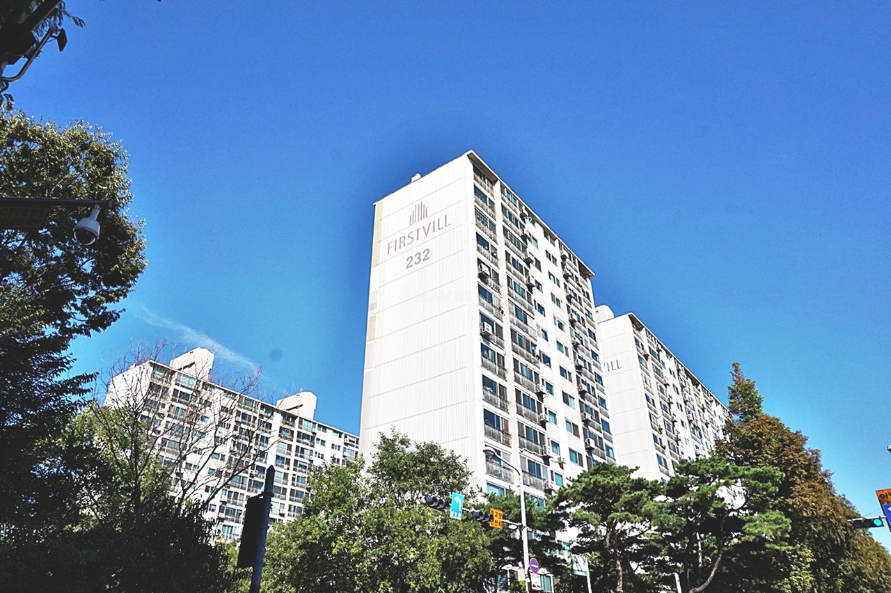 Building entrance with signage