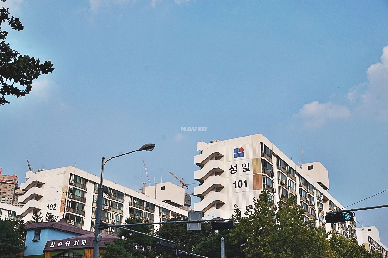 Building entrance with signage