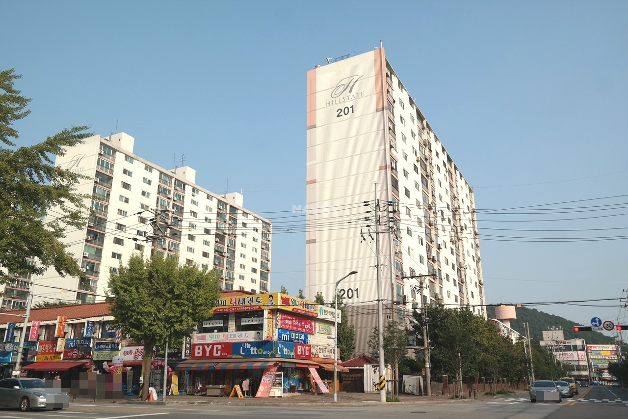 Building entrance with signage