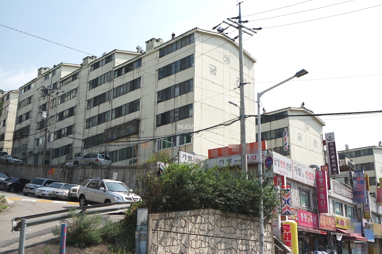 Building entrance with signage