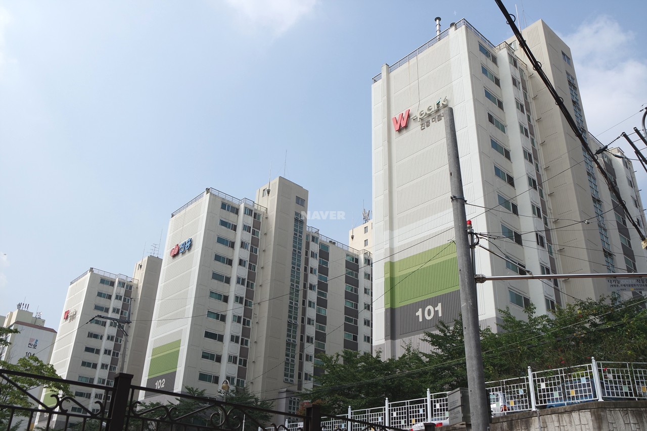 Building entrance with signage