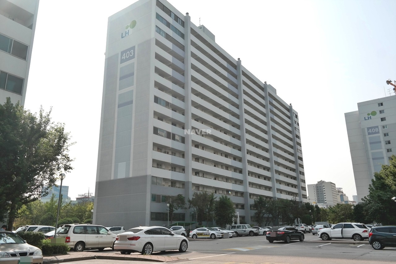 Building entrance with signage