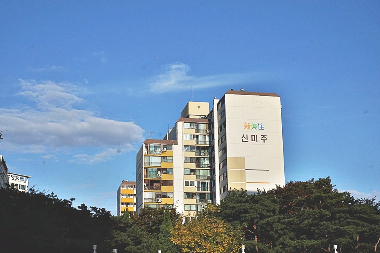 Building entrance with signage