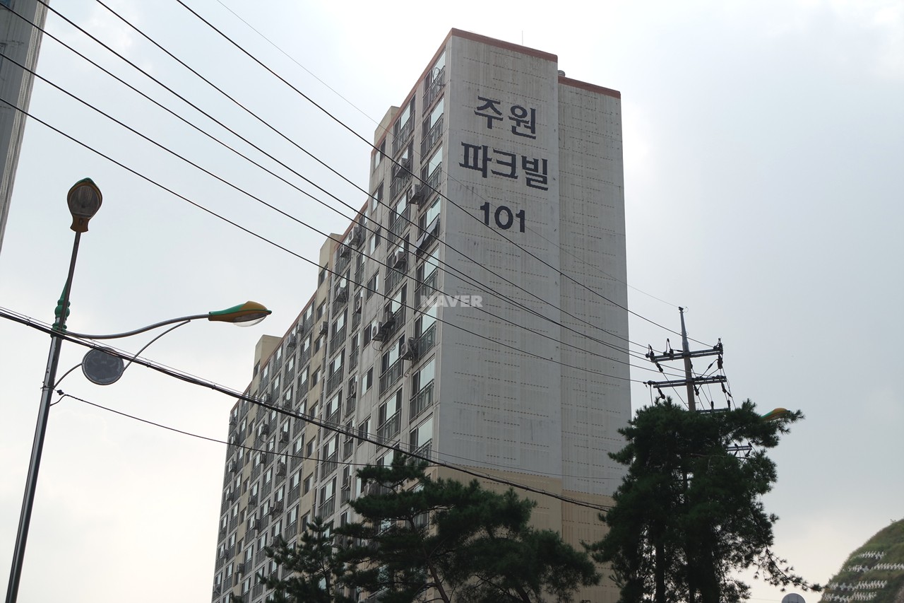 Building entrance with signage