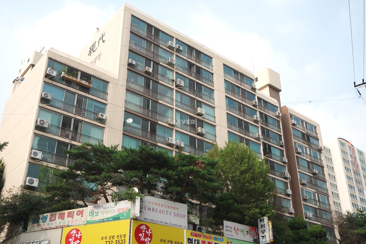 Building entrance with signage