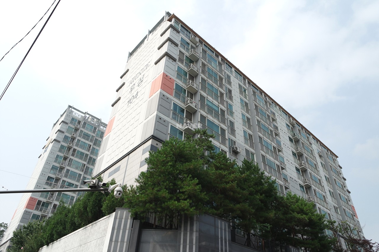 Building entrance with signage