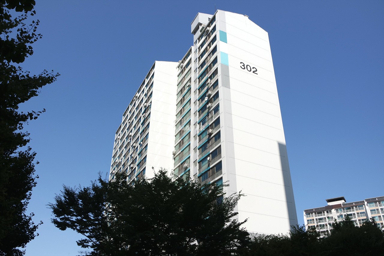 Building entrance with signage
