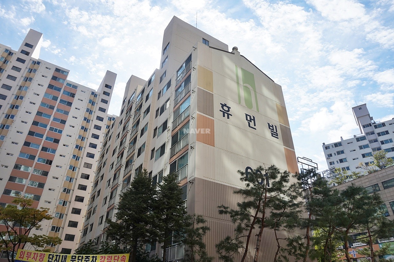 Building entrance with signage