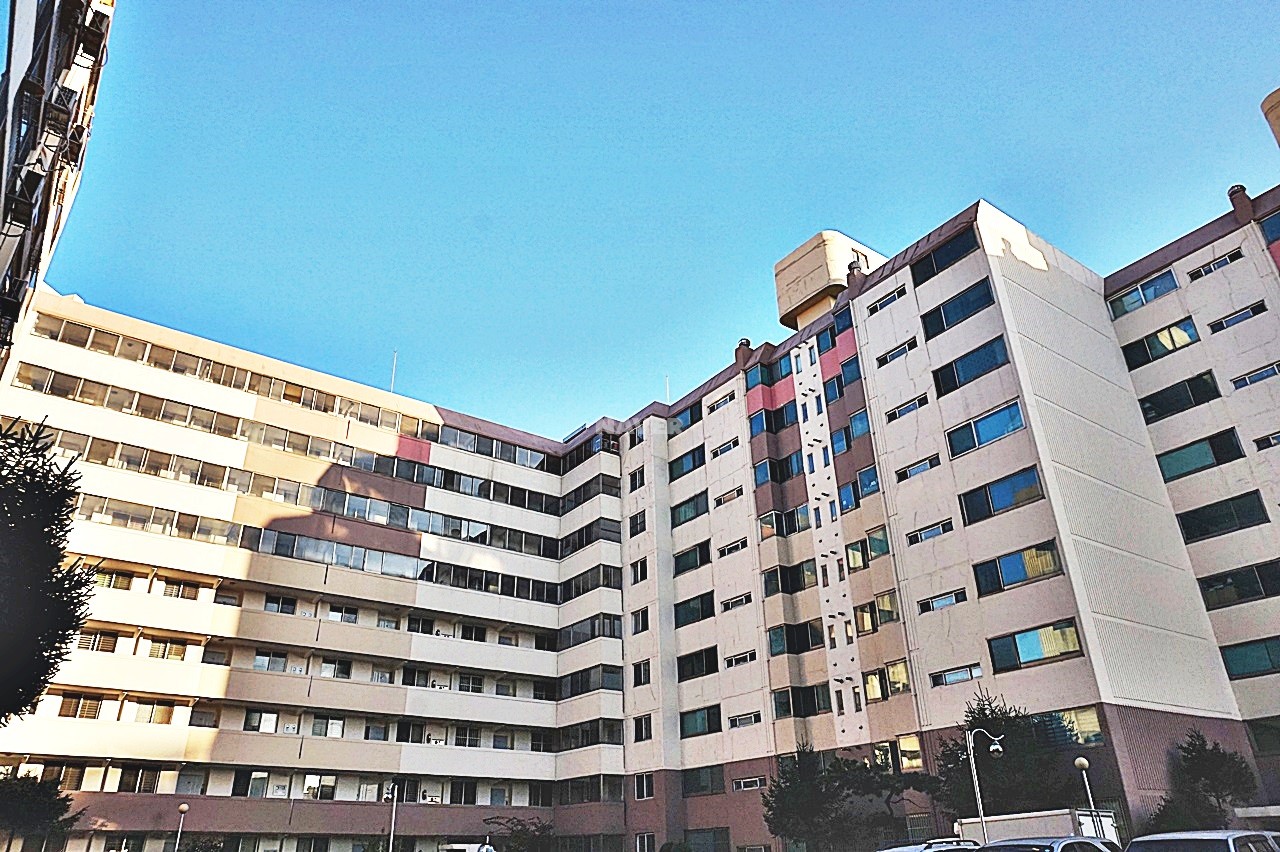 Building entrance with signage