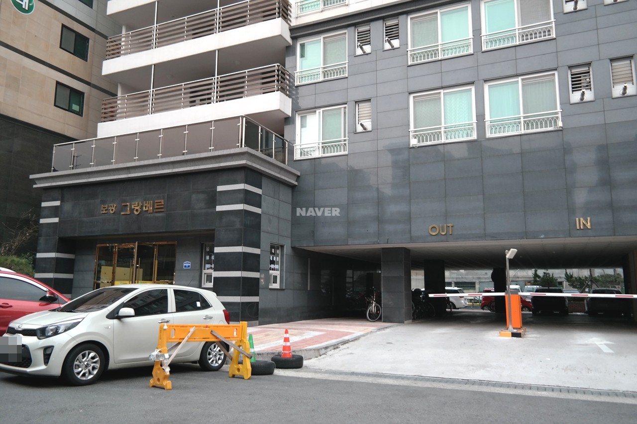 Building entrance with signage