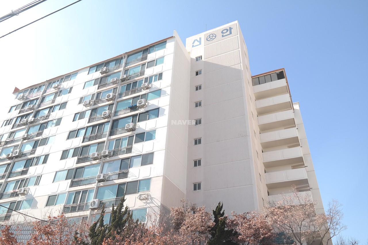 Building entrance with signage
