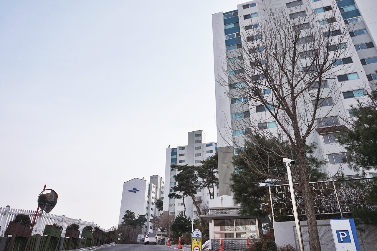 Building entrance with signage