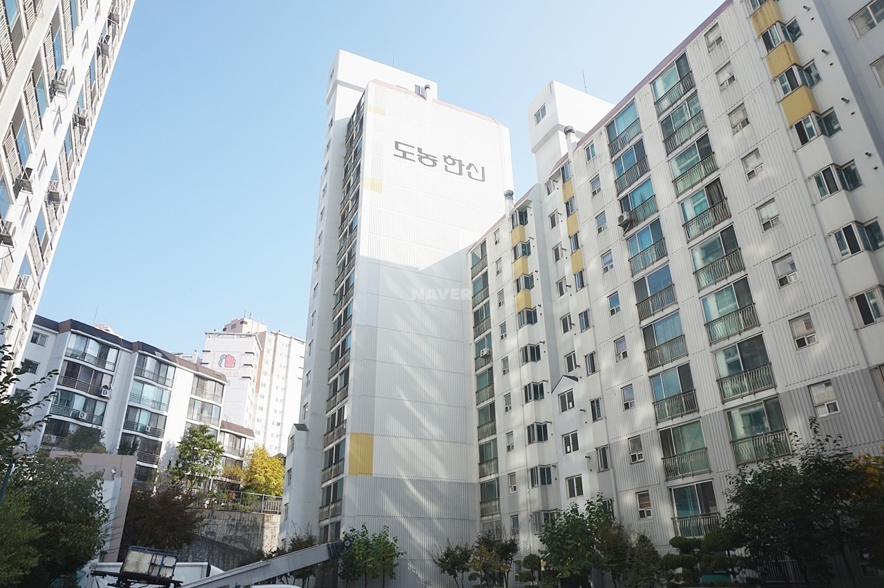Building entrance with signage