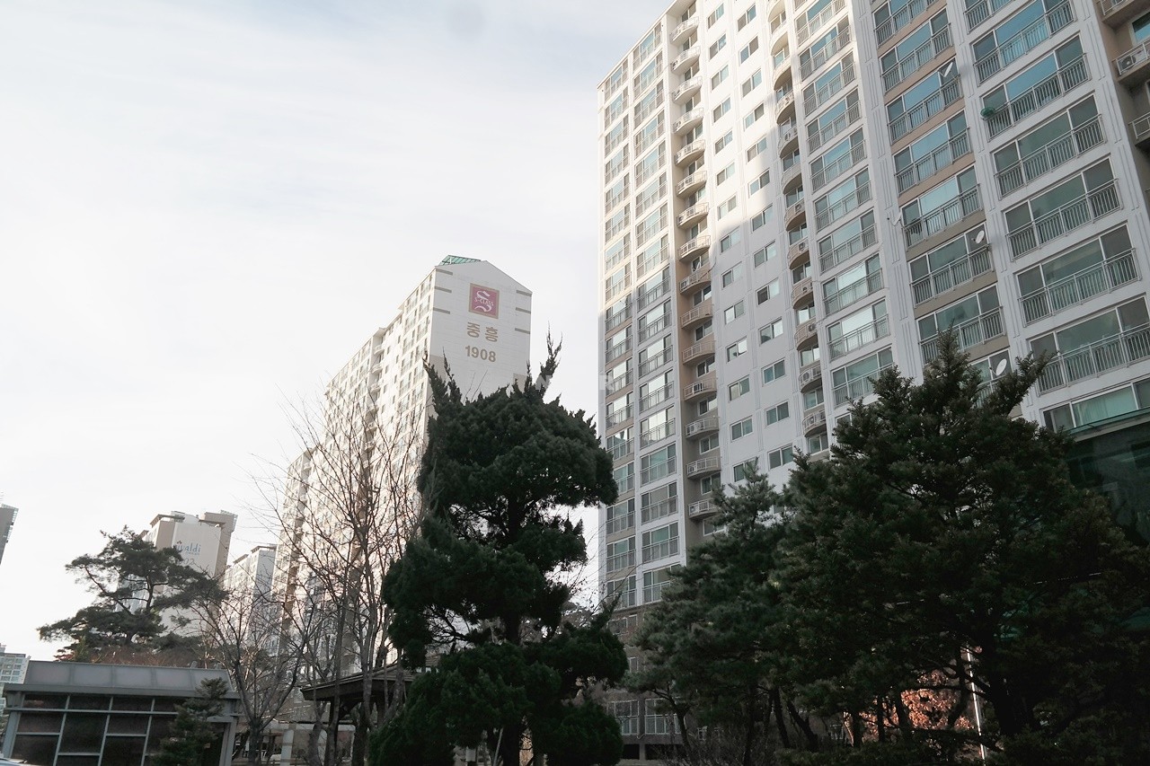 Building entrance with signage
