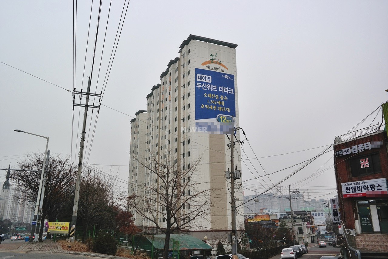 Building entrance with signage