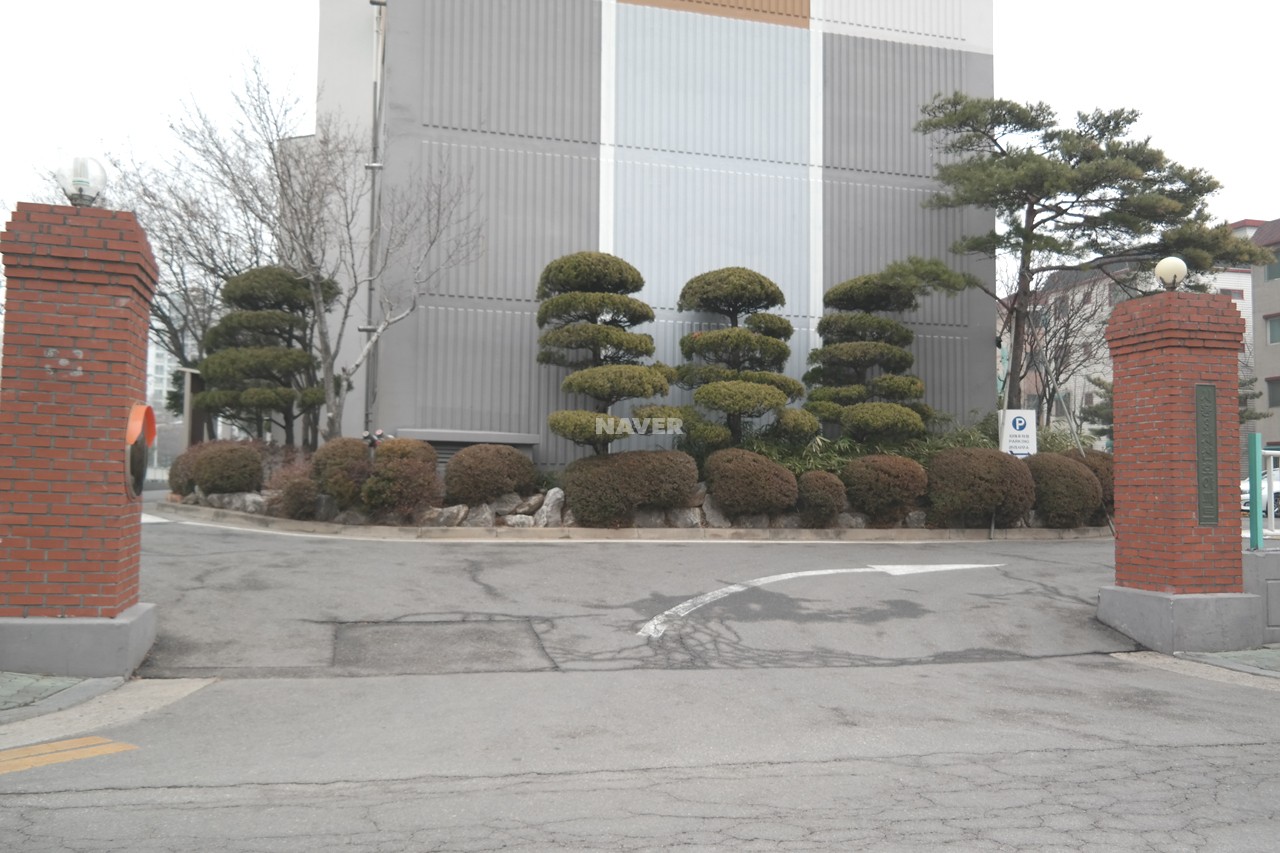 Building entrance with signage