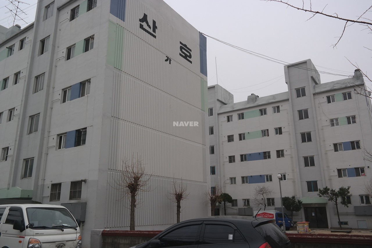 Building entrance with signage