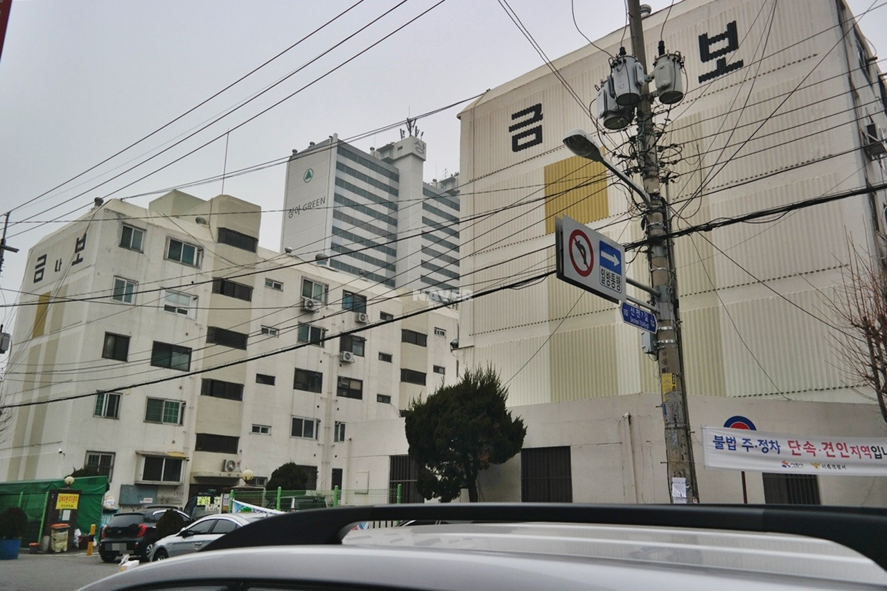 Building entrance with signage