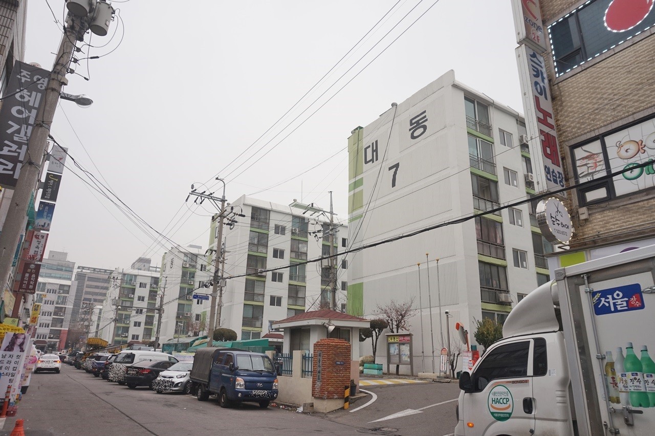 Building entrance with signage