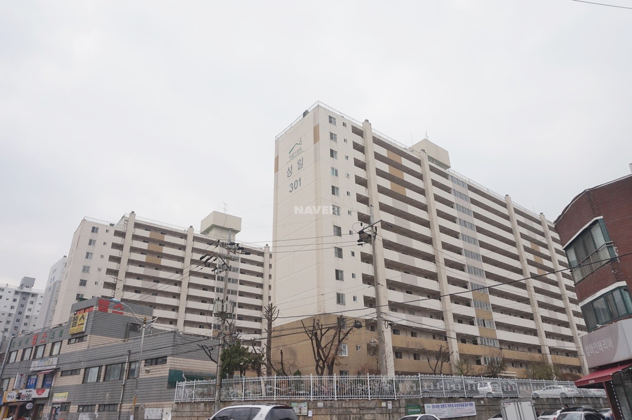 Building entrance with signage