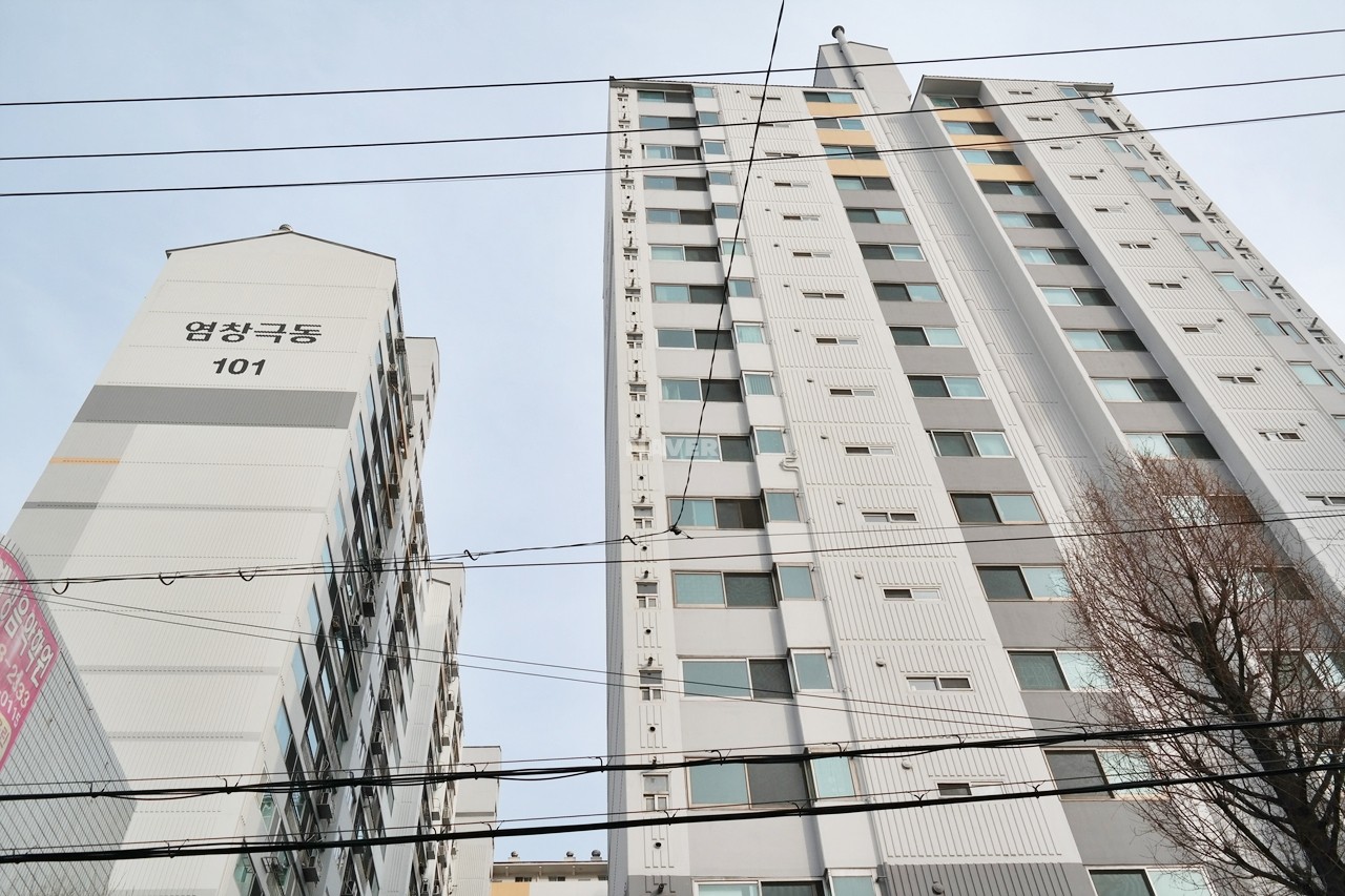 Building entrance with signage