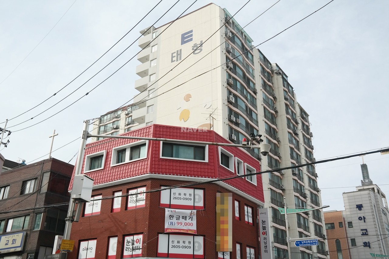 Building entrance with signage