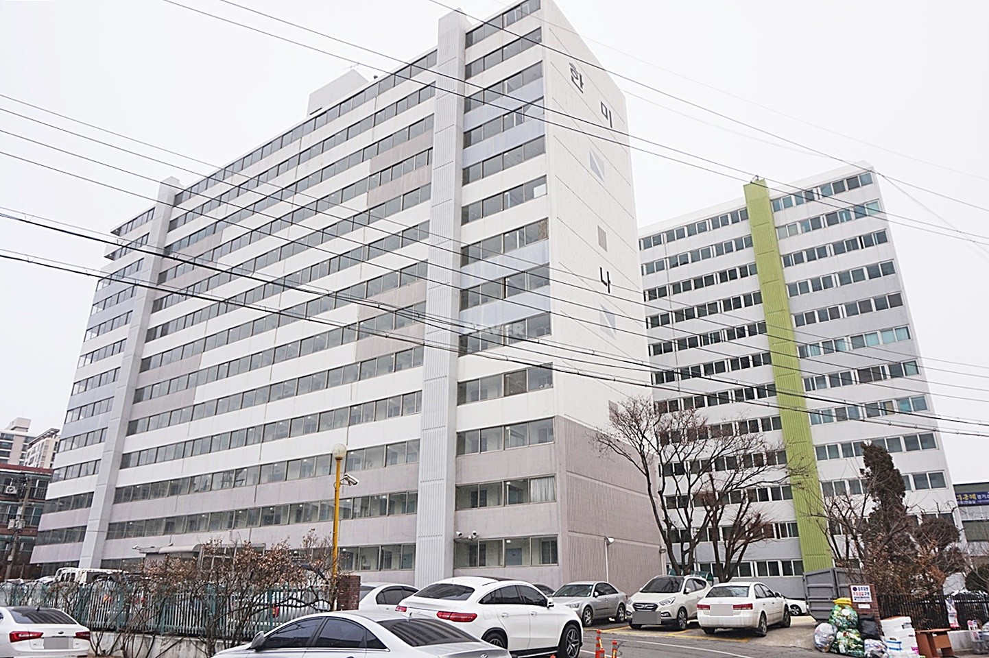 Building entrance with signage