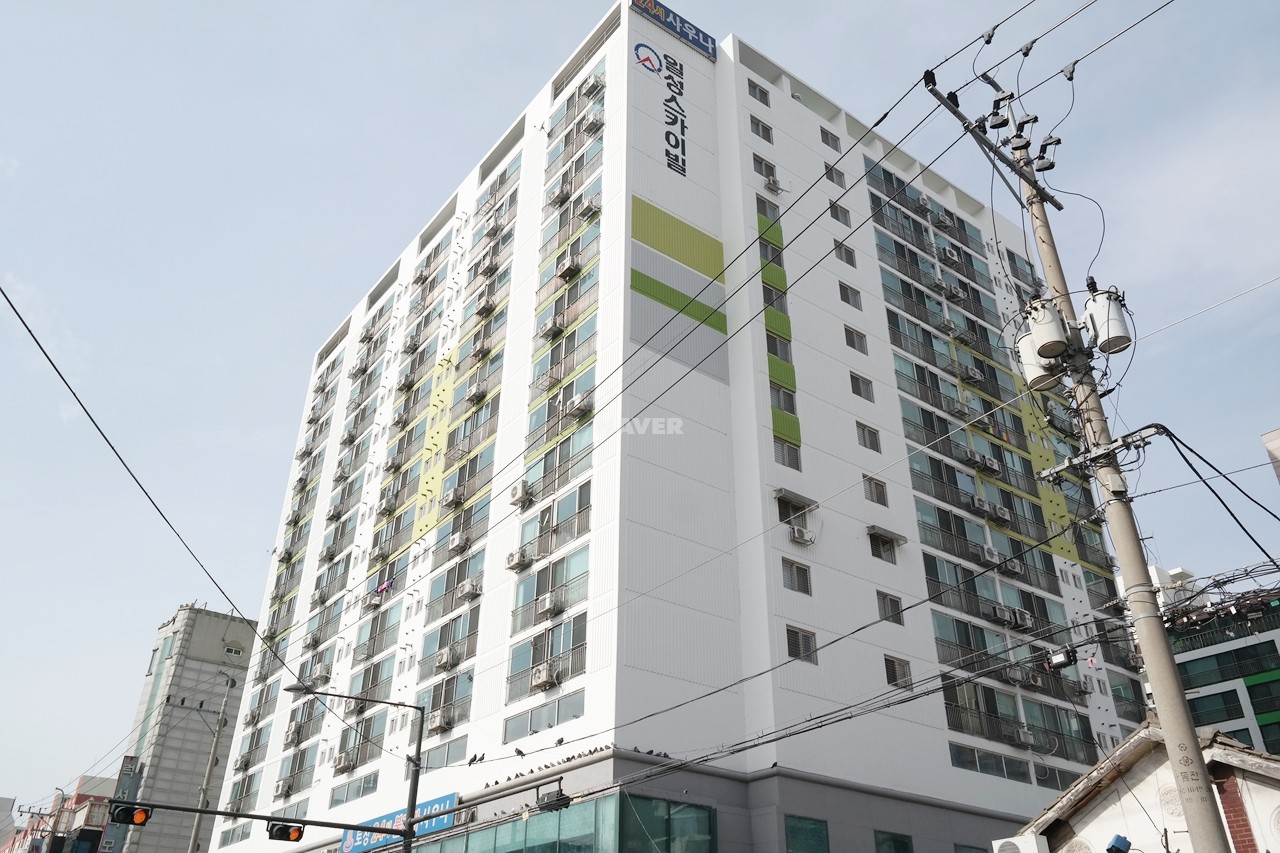Building entrance with signage