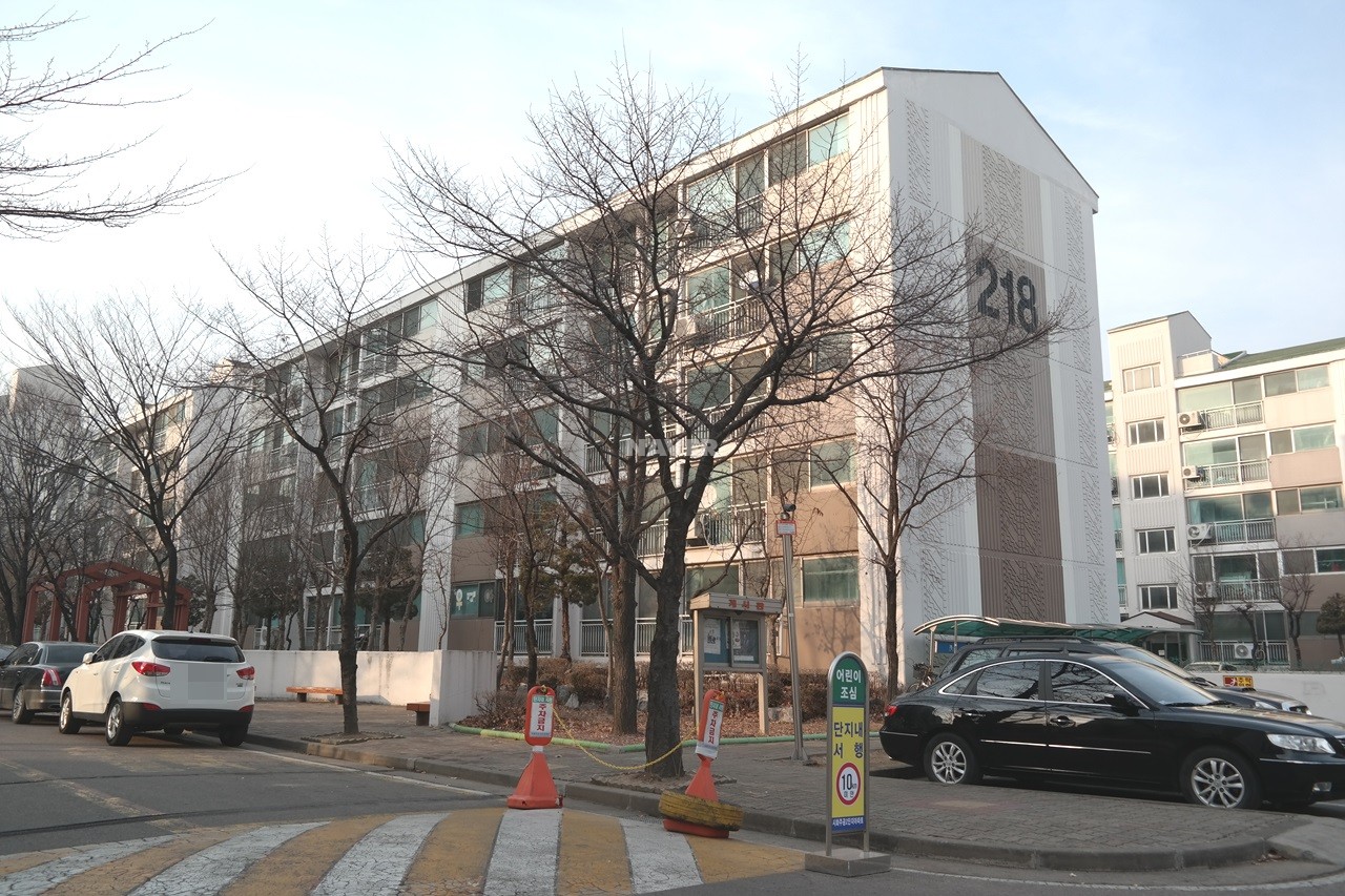 Building entrance with signage