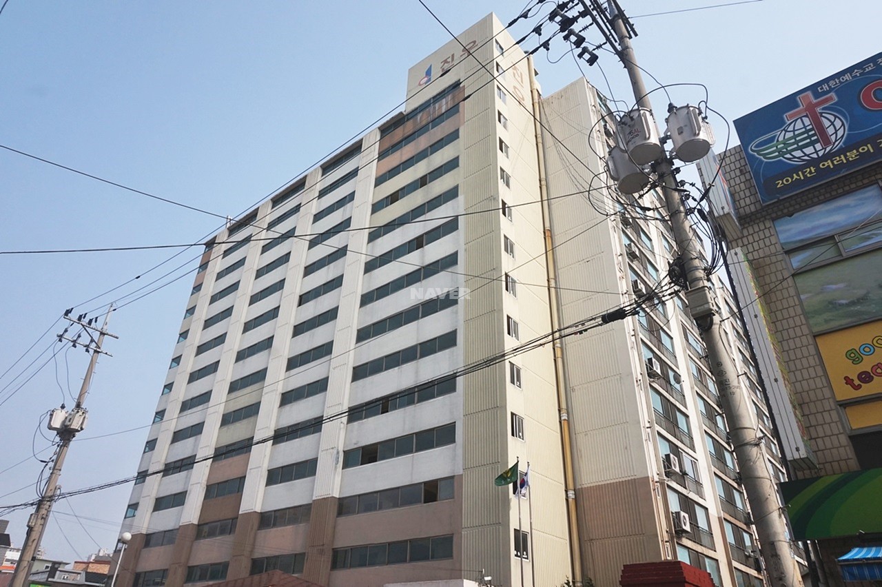 Building entrance with signage