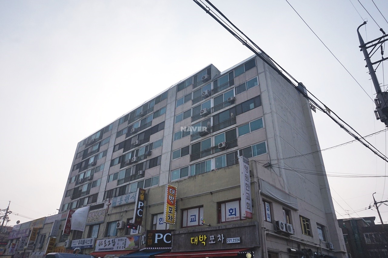 Building entrance with signage