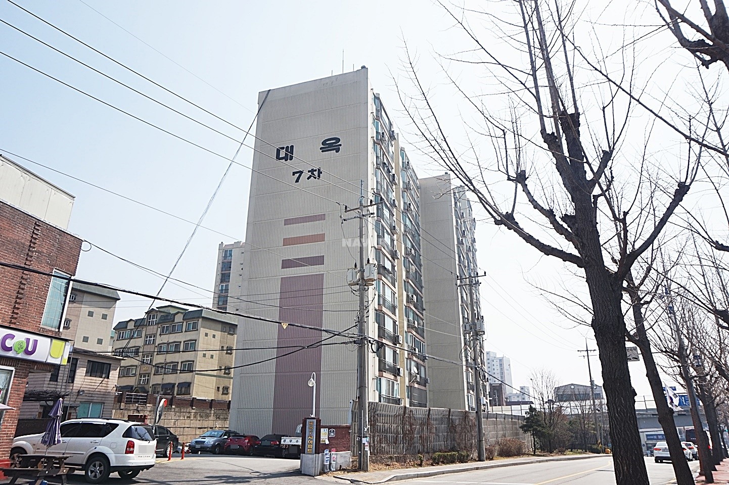 Building entrance with signage