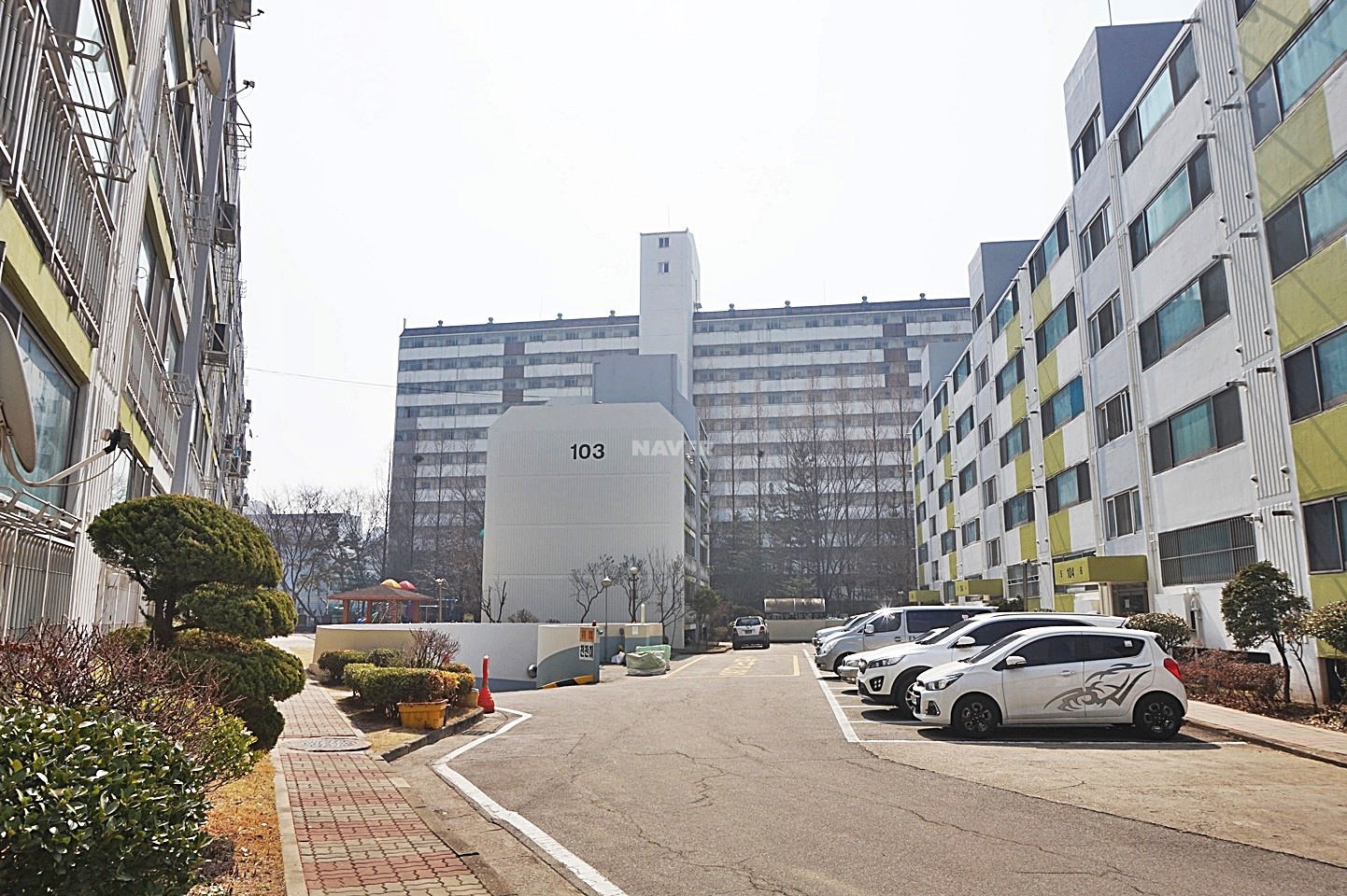 Building entrance with signage
