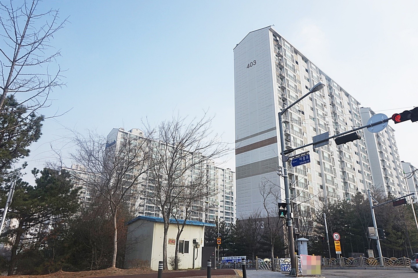 Building entrance with signage