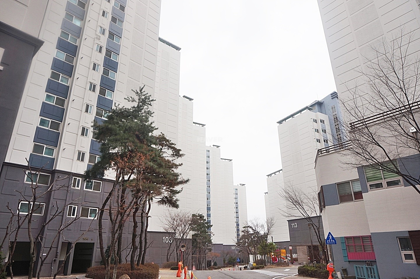 Building entrance with signage