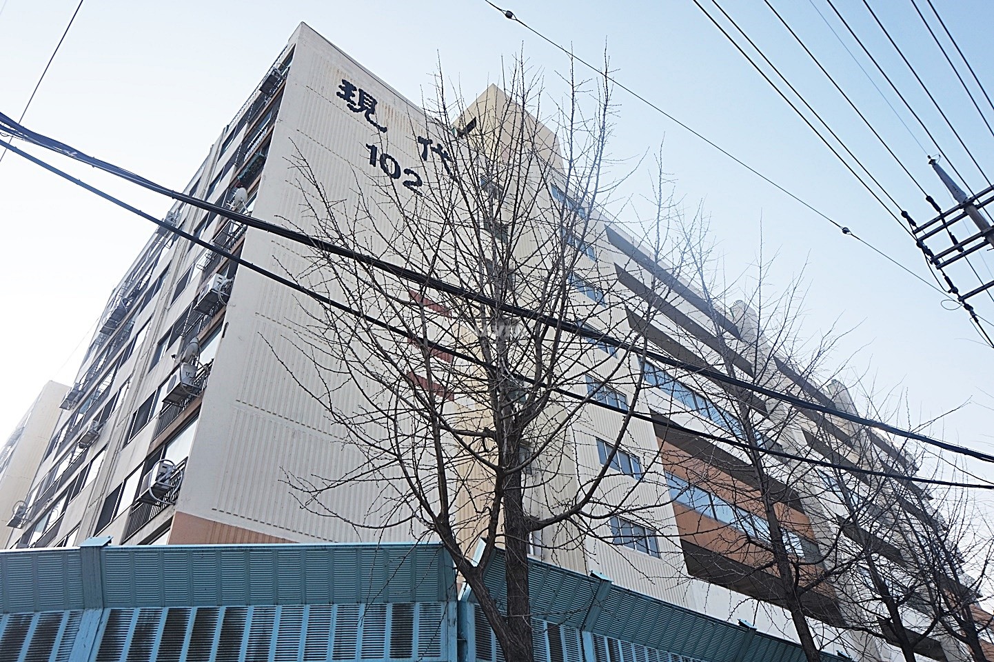 Building entrance with signage