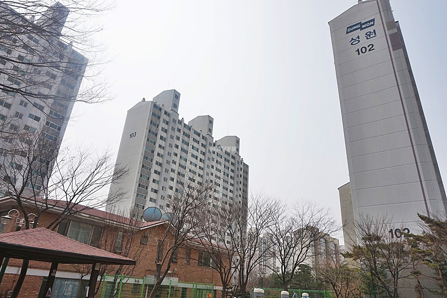 Building entrance with signage