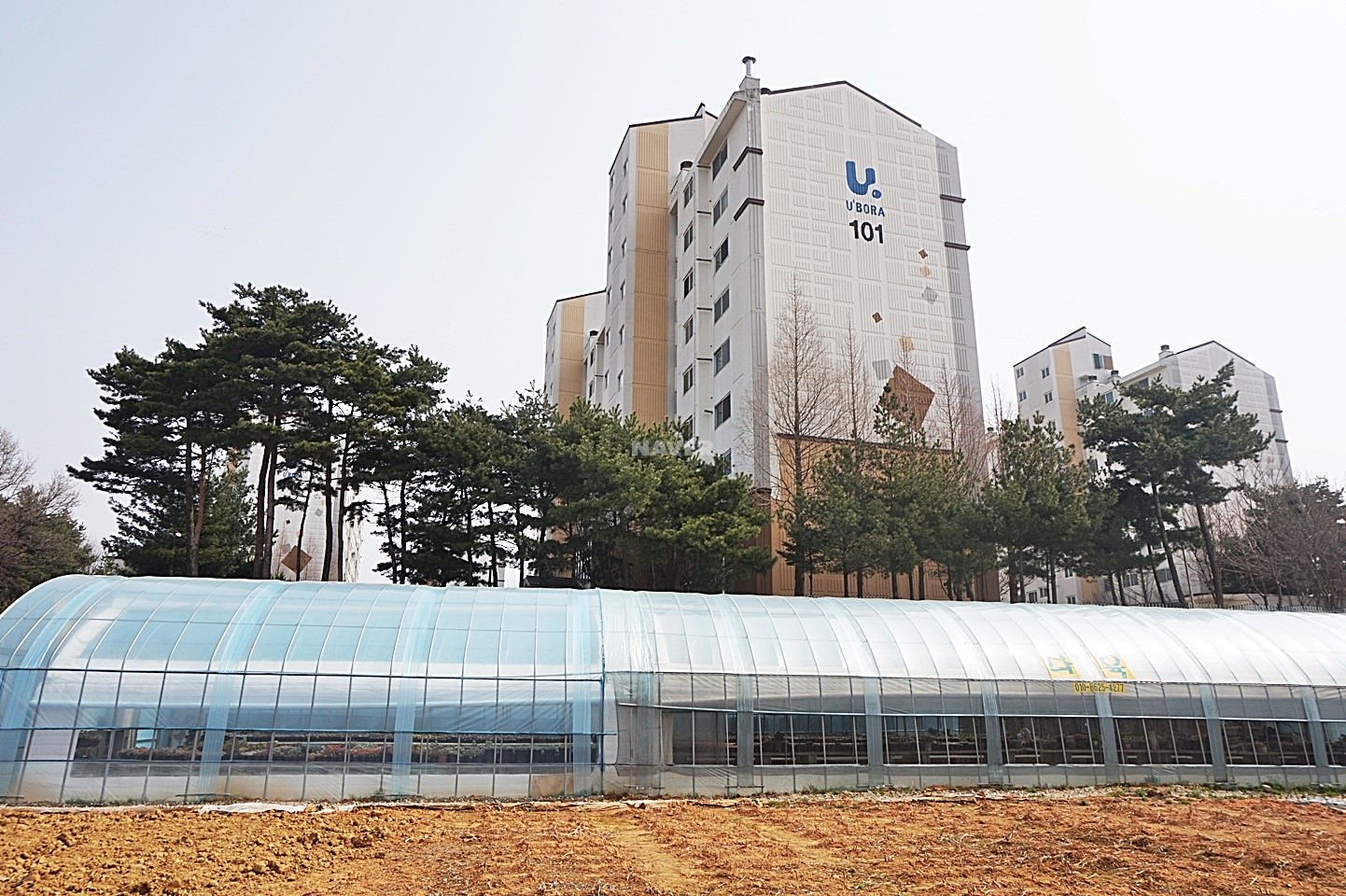 Building entrance with signage