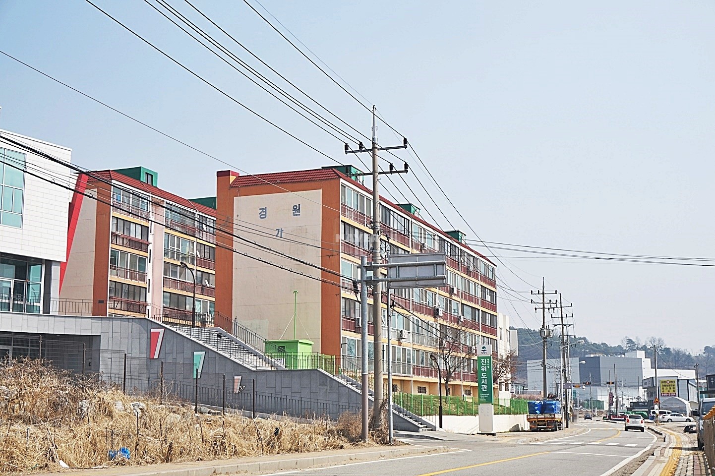 Building entrance with signage