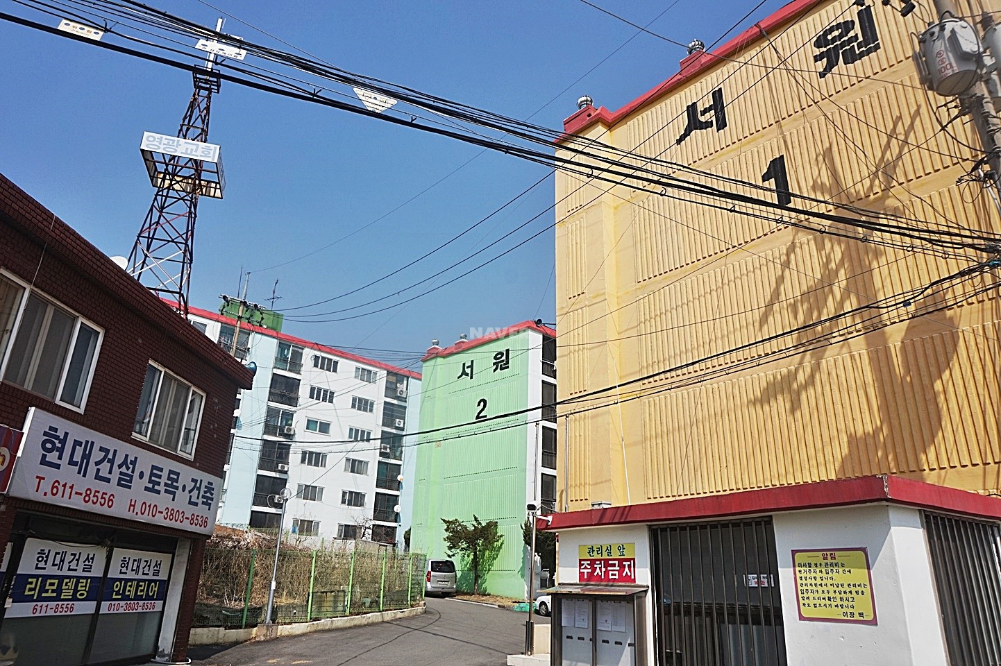 Building entrance with signage