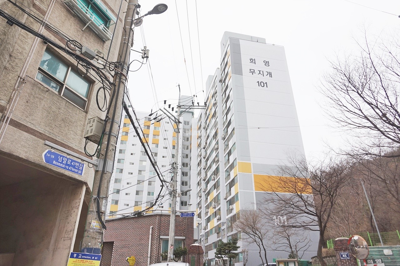 Building entrance with signage
