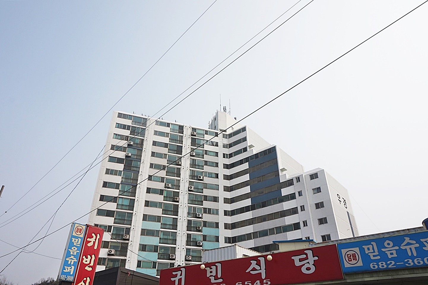 Building entrance with signage