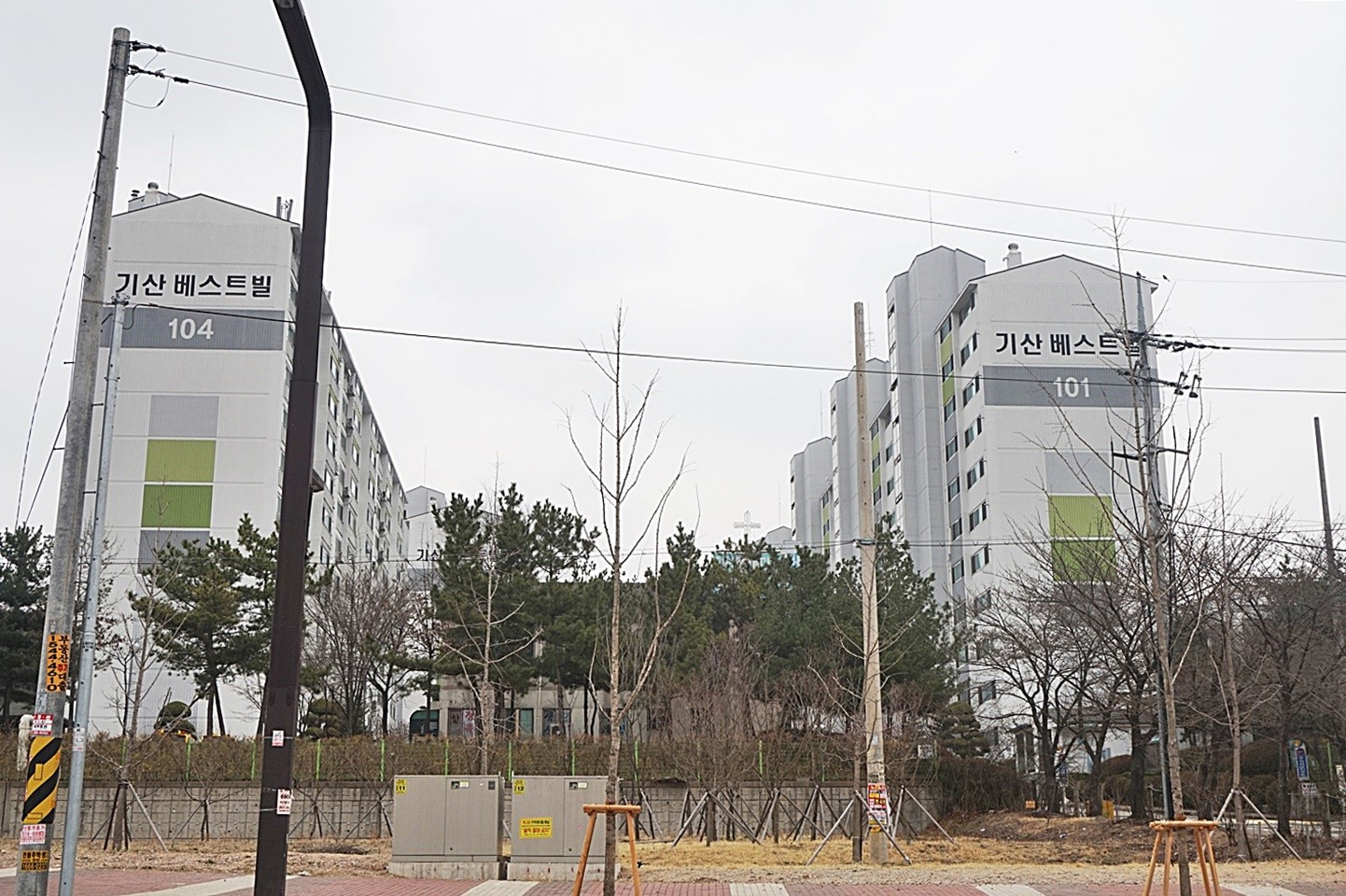 Building entrance with signage