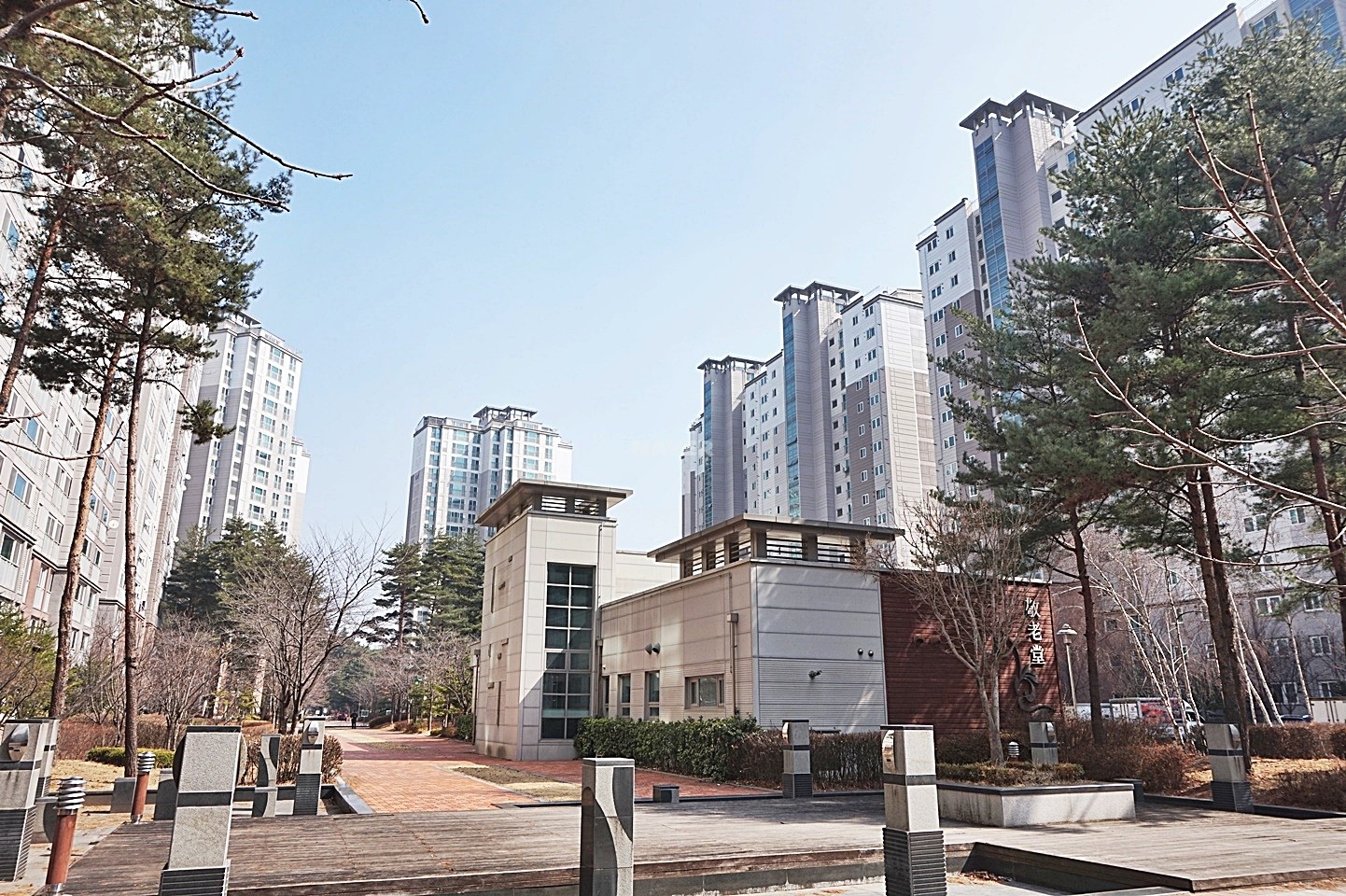 Building entrance with signage
