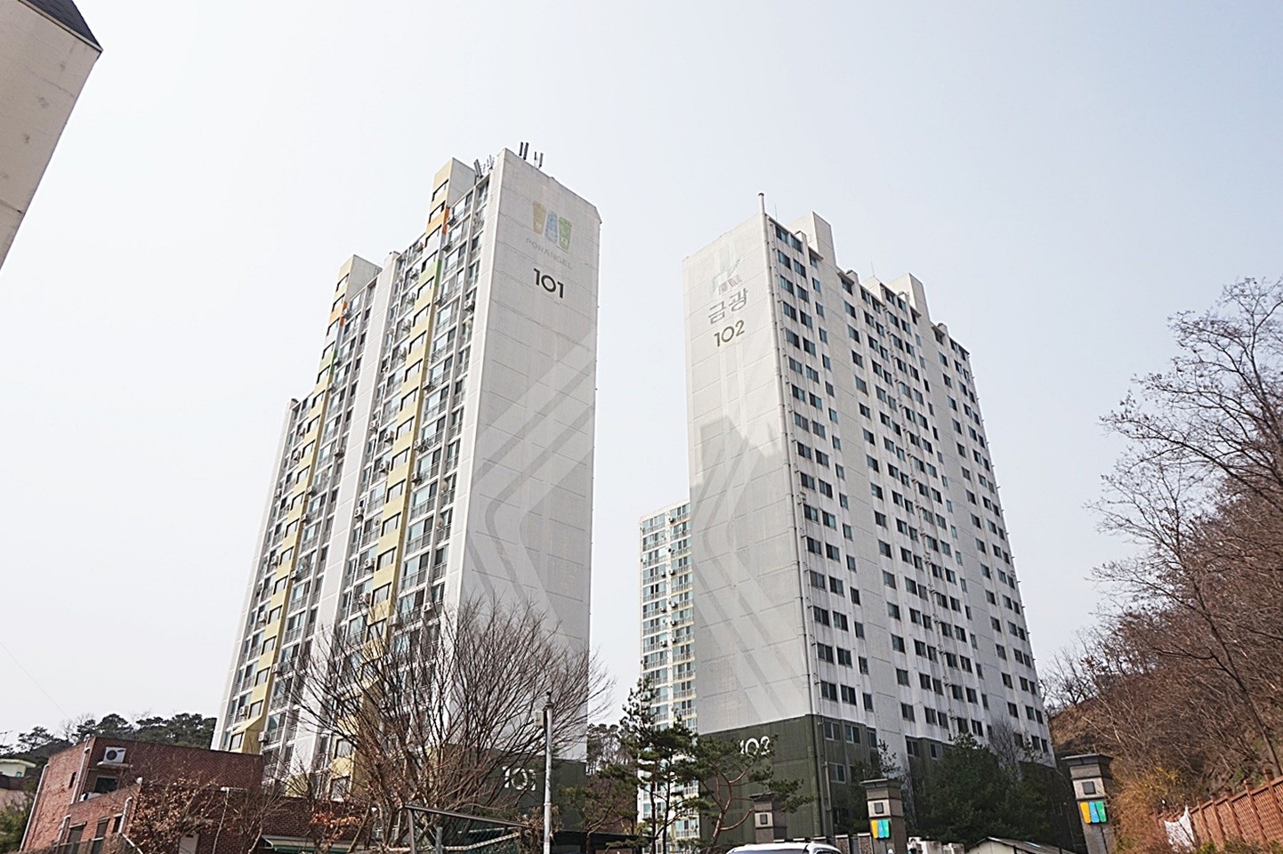 Building entrance with signage